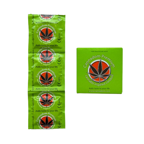 Cannadom Premium condoms, set of 3, featuring latex material and smooth texture for reliable protection.